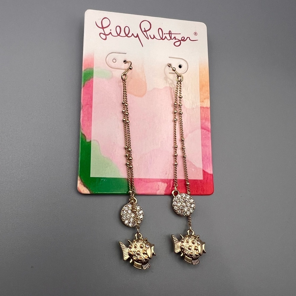 Lilly Pulitzer Gold Fish Charm Earrings - Picture 5 of 5